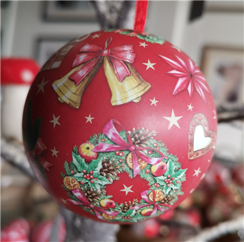 Nostalgia Tin Ball Box - Wreath & Bells