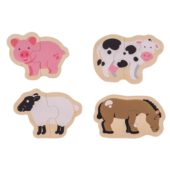 Farm Animals - 2-piece Puzzles