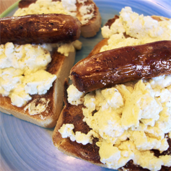 Scrambled Egg, Sausage & Cheese on Toast - small